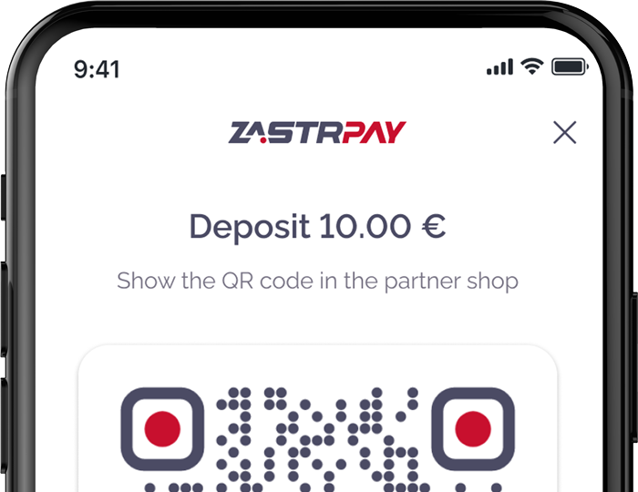 Smartphone screen showing generated QR code for deposit